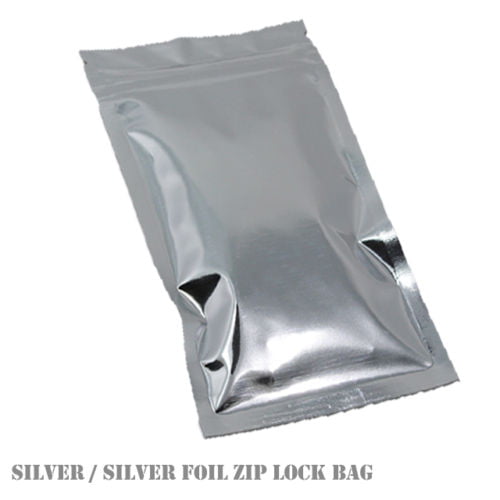 5x3.5 25 Silver/Clear Wide Opening Zipper Top Bags Mylar Smell Proof Packaging
